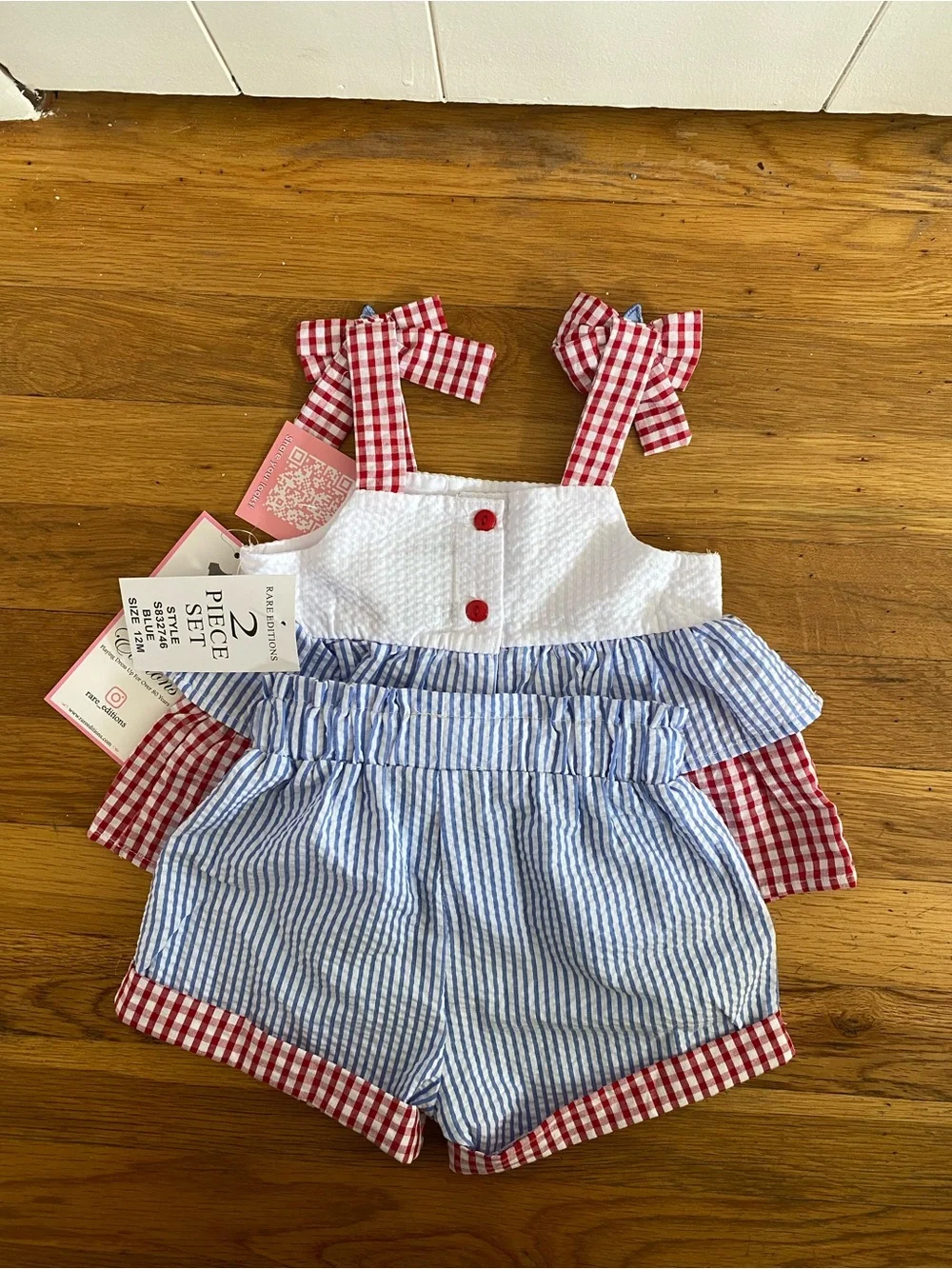 Rare Editions Baby Girl 2-Piece Patriotic Seersucker Set | NWT | 12M